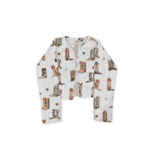 NWT Ida Mae Home Thunderbird Boots Neutral Cropped Quilted Jacket